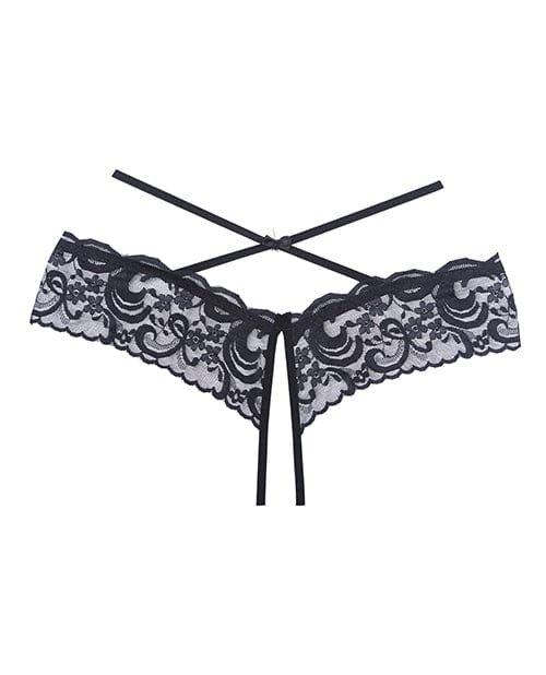 Adore Dare Me Cross Waist Open Lace Panty Black One Size Fits Most - Image 3