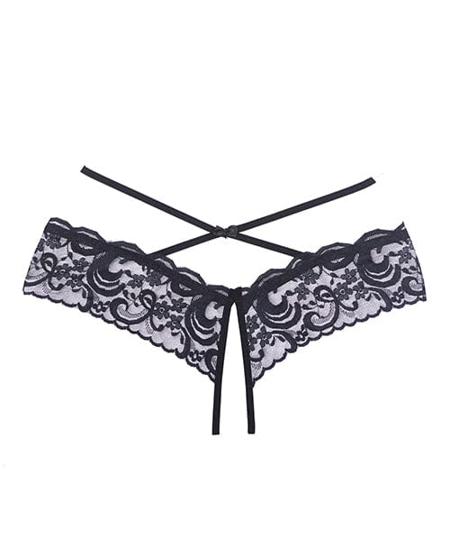 Adore Dare Me Cross Waist Open Lace Panty Black One Size Fits Most - Image 4