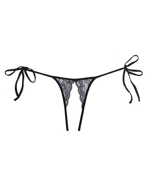 Adore Sugar Tie Side Open Lace Panty Black One Size Fits Most - Image 4