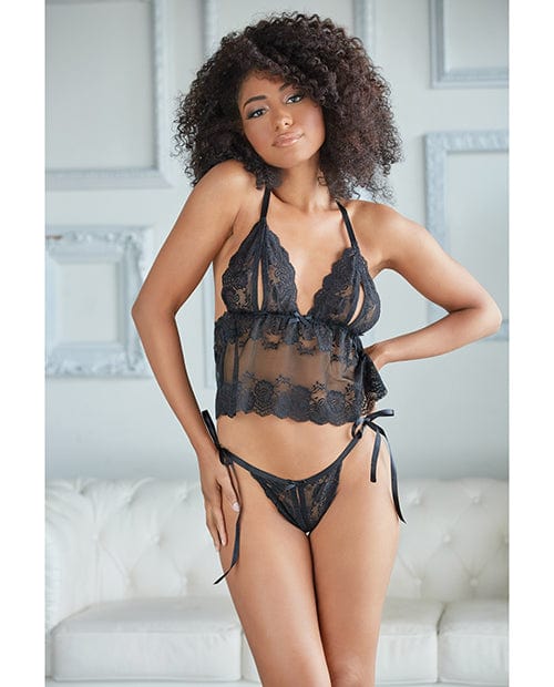 Allure Gigi Peek A Boo Babydoll with Tie Side Open Panty - Image 2