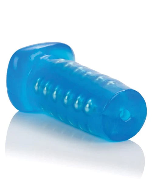 Basic Essentials Beaded Masturbator - Blue - Image 3