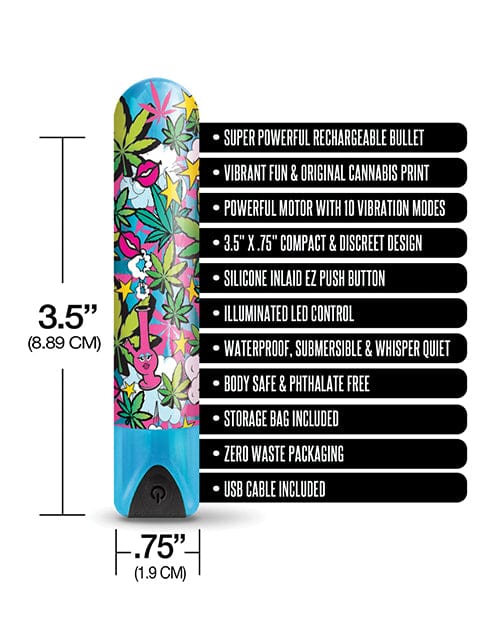 Buzzed 3.5" Rechargeable Bullet - Stoner Chick Blue - Image 3