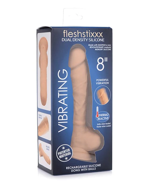 Curve Novelties Fleshstixxx 8" Vibrating Silicone Dildo with Balls - Image 5