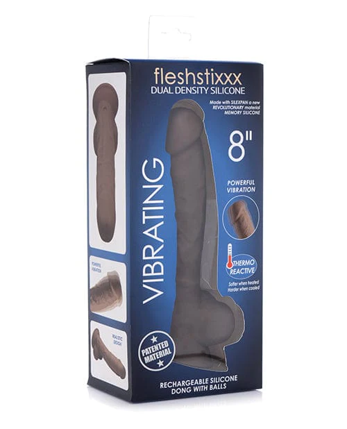 Curve Novelties Fleshstixxx 8" Vibrating Silicone Dildo with Balls - Image 7