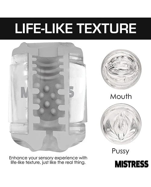 Curve Toys Mistress Double Shot Mini Masturbator Mouth & Pussy - Clear - Image 4