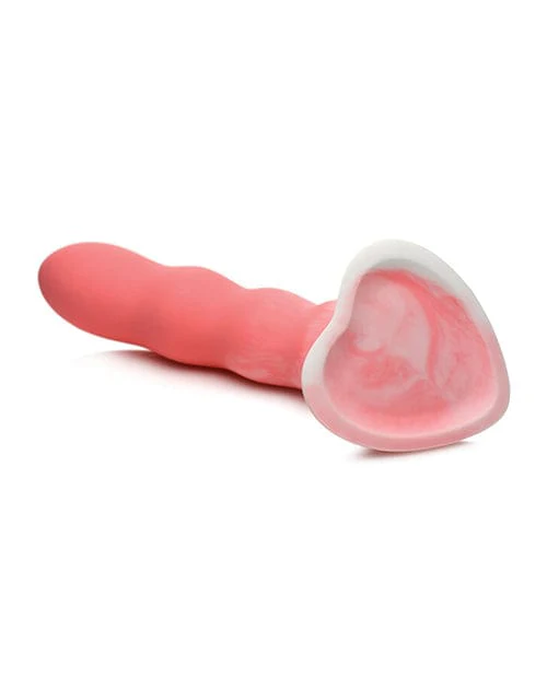 Curve Toys Simply Sweet 7 Inch Wavy Silicone Dildo - Pink / white - Image 4