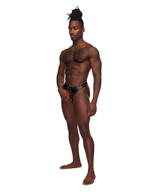 Fetish Cyclops Nylon Spandex Pouchless Jock Strap Black - Image 3
