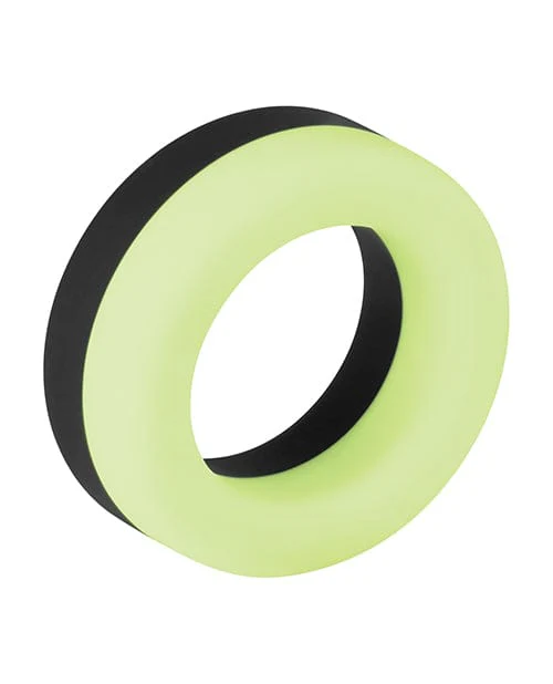 Forto F-19 Two Tone Liquid Silicone Cock Ring - Black-Glow In The Dark - Image 3