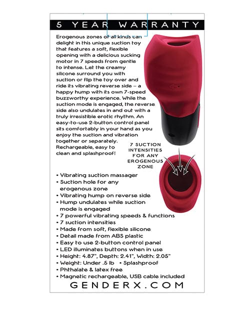 Gender X Body Kisses Vibrating Suction Massager - Red-black - Image 2