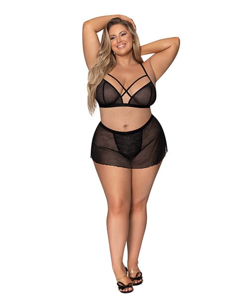 Girl Next Door Strappy Bralette with Flirty Thong Skirt