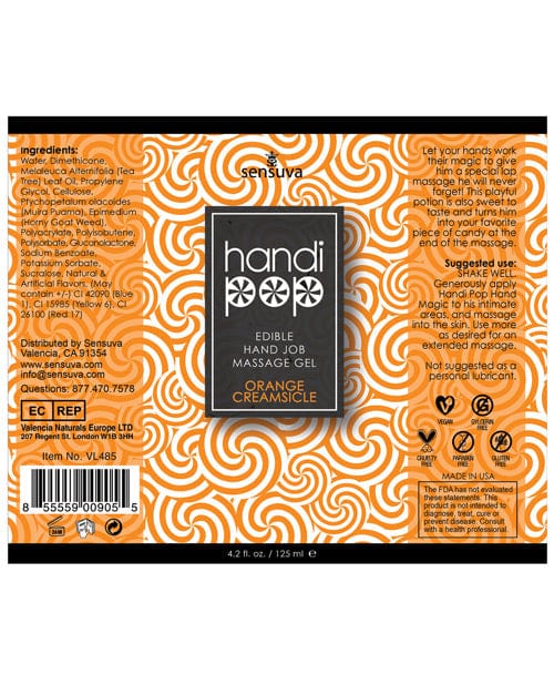 Handipop Hand Job Massage Gel - 4.2 Oz. Orange Creamsicle - Image 2