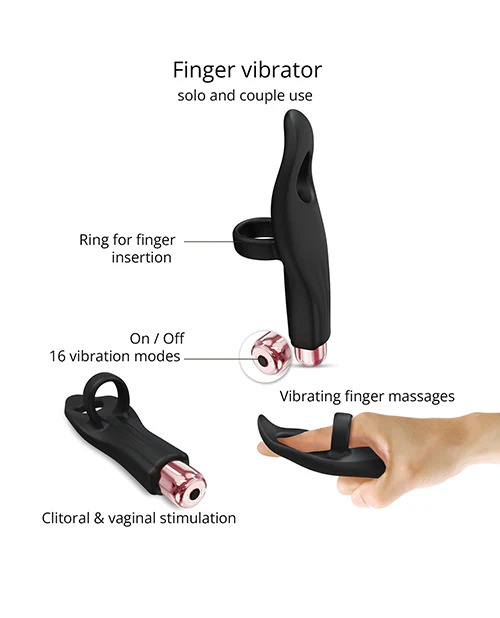 Love to Love Tickle Me Finger Vibe - Black Onyx - Image 3