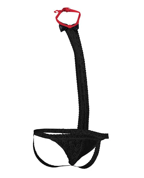 Male Basics Tuxedo Lace Jockstrap Black - Image 4