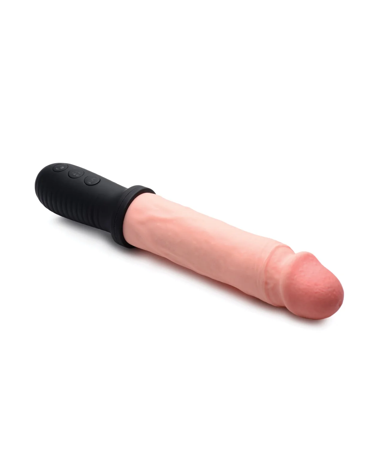 Master Series 8X Auto Pounder Vibrating & Thrusting Dildo with Handle - Flesh - Image 5