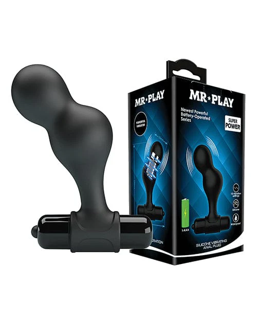 Mr. Play Silicone Anal Vibro Plug - Black - Image 2