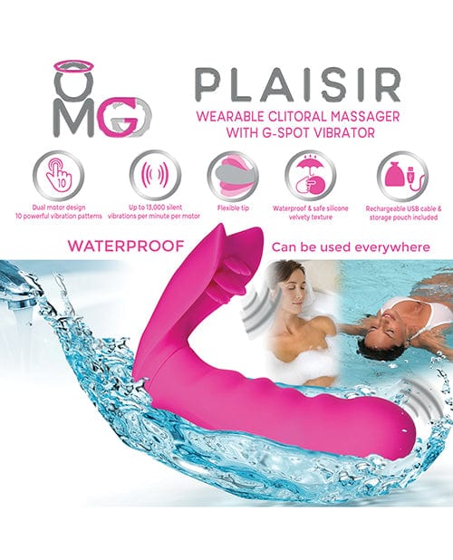 OMG Plaisir Wearable Clitoral Massager with G-Spot Vibrator - Pink - Image 2