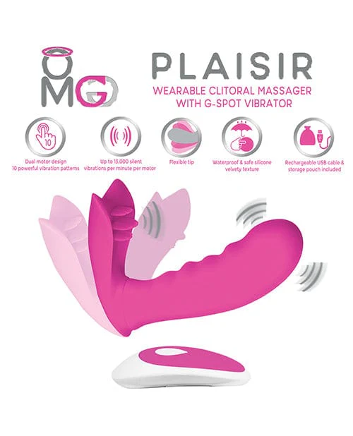 OMG Plaisir Wearable Clitoral Massager with G-Spot Vibrator - Pink - Image 4