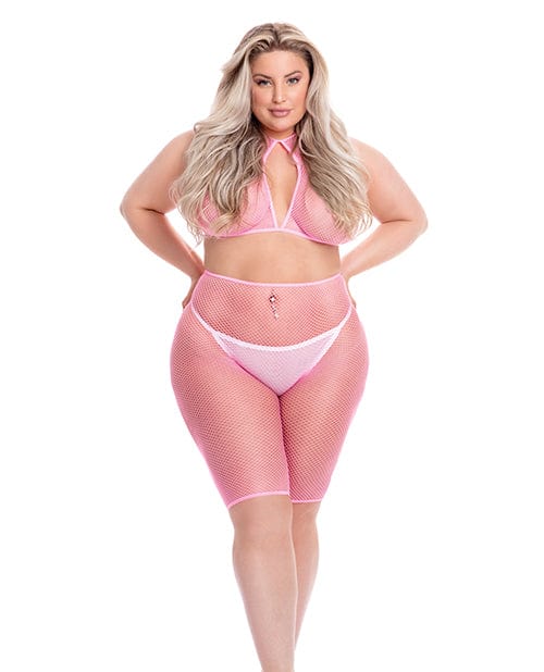 Pink Lipstick Sunset Glow Halter Bra & Bike Short - Image 3