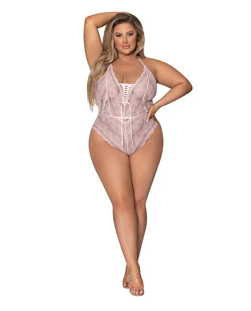 Seabreeze Strappy Back Teddy with snap Crotch Blush 2x