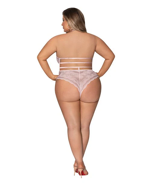 Seabreeze Strappy Back Teddy with snap Crotch Blush 2x - Image 2