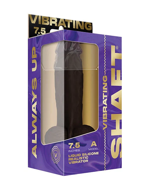 Shaft Flexskin Liquid Silicone 7.5" Vibrating Dong with Balls - Mahogany - Image 2