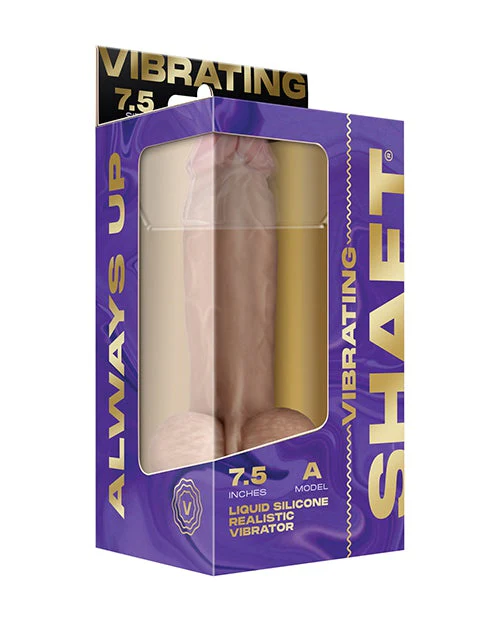 Shaft Flexskin Liquid Silicone 7.5" Vibrating Dong with Balls - Pine - Image 3