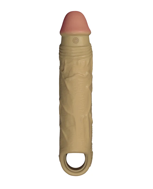 Shaft Flexskin Liquid Silicone 7.8" Vibrating Sheath - Oak - Image 4