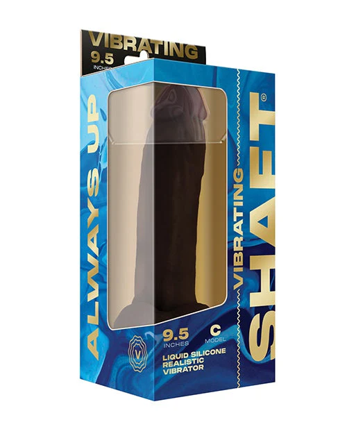 Shaft Flexskin Liquid Silicone 9.5" Vibrating Curved Dong with Balls - Mahogany - Image 3