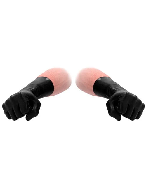 Shots Fist It Latex Short Gloves - Black - Image 2