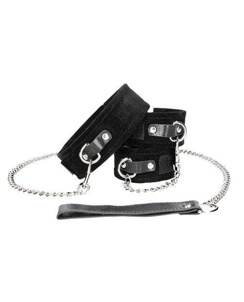 Shots Ouch Black & White Velcro Collar with leash & Hand Cuffs - Black - Image 2
