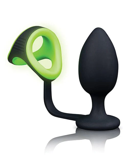 Shots Ouch Butt Plug With cock Ring & Ball Strap - Glow In The Dark - Image 3