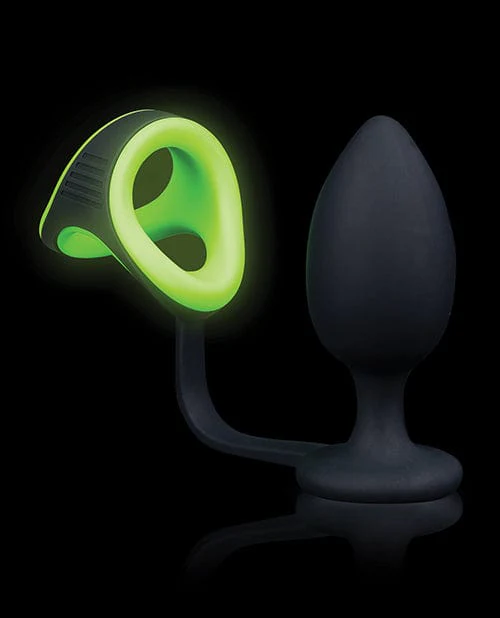 Shots Ouch Butt Plug With cock Ring & Ball Strap - Glow In The Dark - Image 4