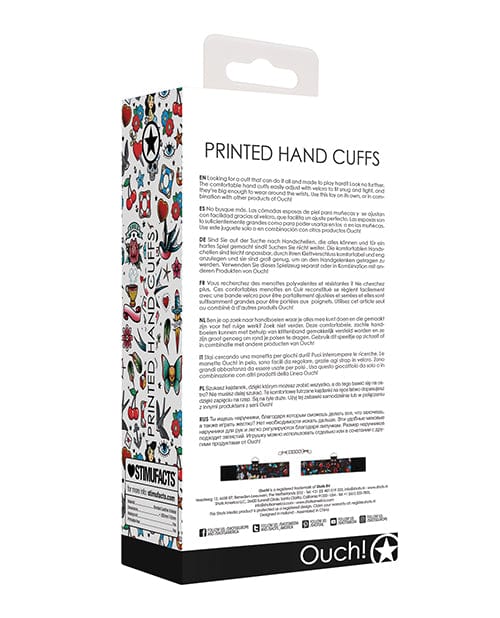 Shots Ouch Old School Tattoo Style Printed Hand Cuffs- Black - Image 5