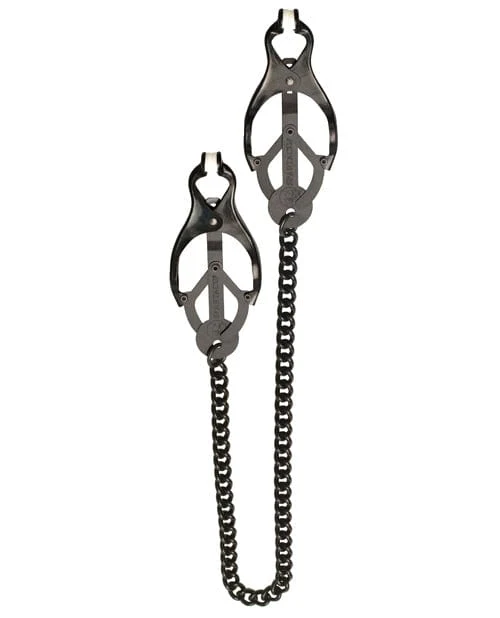 Spartacus Black Butterfly Style Nipple Clamps with Chain - Image 2