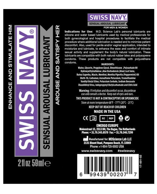 Swiss Navy Sensual Arousal Lubricant - 2 Oz. - Image 2