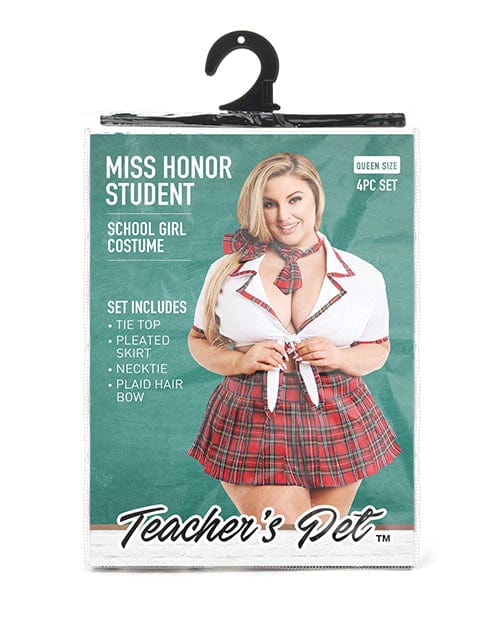 Teacher's Pet Ms Honor Student School Girl Tie Top, Pleated Skirt, Neck Tie & Hair Bow Red - Image 4