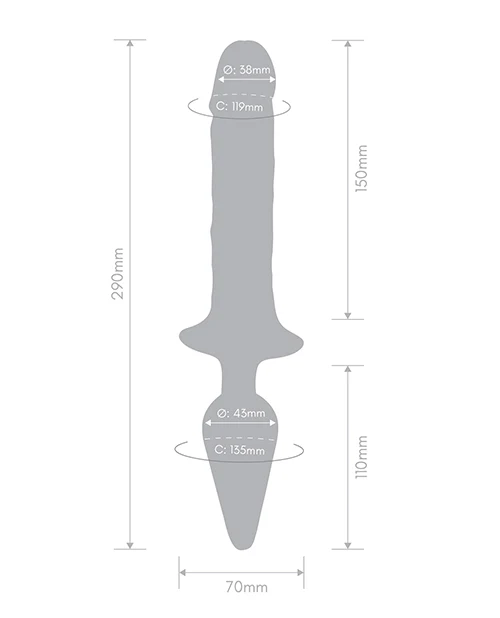 Together Double Pleasure 11"  Double-Ended Dildo & Butt Plug - Purple - Image 2