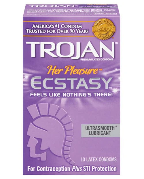Trojan Her Pleasure Ecstasy Condoms - Box Of 10