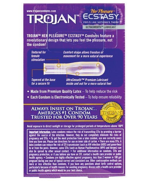 Trojan Her Pleasure Ecstasy Condoms - Box Of 10 - Image 2