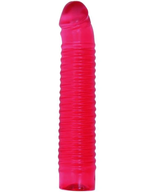 Vivid 7" Pink Ribbed Jelly with Penis Head - Sunrise - Image 2