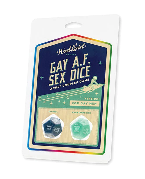 Wood Rocket Gay AF Gay Men Couples Sex Dice Game - Blue - Image 3