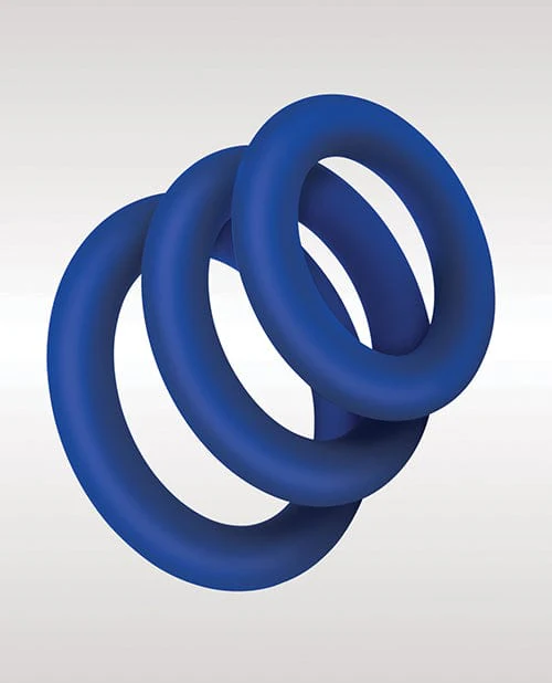 ZOLO Extra Thick Silicone Cock Rings - Blue Pack Of 3 - Image 2